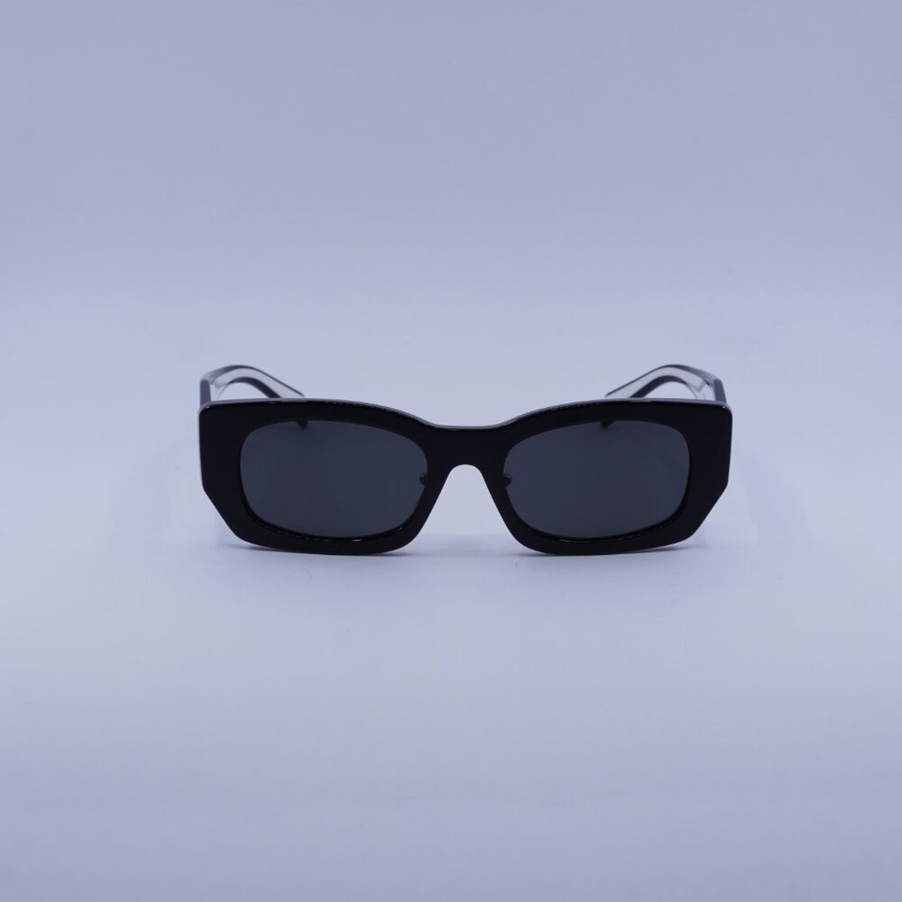 Prada PRB05SF 09Q08Z Sunglasses Black Rectangle Frame, Dark Grey Lenses - Picture 2 of 10